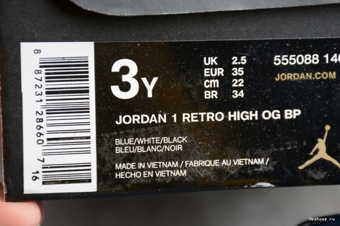 (555088-140) Jordan 1 Air Blue Kids Obsidian University 0818
